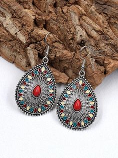 Sku CY-!21634 Material Alloy Occasion Going out , Casual , Vacation , Statement , Bohemia Seasons Spring , Summer , Autumn , Winter Type Earrings Accessories Color RED,GREEN Size chart: Please consult the size chart we provide for this item's measurements to help you decide which size to buy. Please note: There may be 1-3cm differ due to manual measurement. Bohemian Multicolor Hypoallergenic Earrings, Bohemian Multicolor Hypoallergenic Jewelry, Multicolor Metal Teardrop Jewelry, Bohemian Drop Metal Earrings, Bohemian Drop Pierced Earrings, Bohemian Nickel-free Drop Jewelry, Bohemian Red Teardrop Jewelry, Bohemian Hypoallergenic Teardrop Earrings, Bohemian Hypoallergenic Drop Earrings