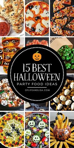 a collage of halloween party food ideas