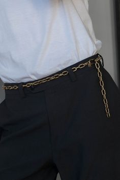 Reminiscent of industrial piping, our Hyperion chain is a unique Gem. It has a rustic vintage look with a modern edge and is sure to take your look to the next level. The chain is completely adjustable and can be hooked at any point of the belt to achieve the perfect fit. Style it over a dress, pair it with trousers, or cinch the waist of a blazer for a sophisticated look. It can also be used as a bag chain. Luxury Gold Chain Link Belt, Vintage Chain Belt With Chain Strap For Formal Events, Vintage Chain Belt With Strap For Formal Occasions, Vintage Chain Belt For Formal Occasions, Trendy Gold Chain Belt For Formal Occasions, Trendy Formal Gold Chain Belt, Formal Metal Chain Belt With Gold Chain, Gold Chain Link Metal Belt, Chic Gold Chain Link Belt