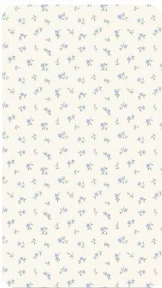 a white and blue flowered wallpaper with small purple flowers on the left side