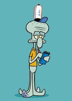 a cartoon character holding a toothbrush in his hand