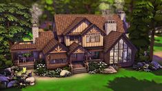 Rustic House Exterior, Rustic Farmhouse Exterior, Cottage Mansion, Log Cabin Exterior, Sims 4 Speed Build, Sims 4 Family, The Sims 4 Packs