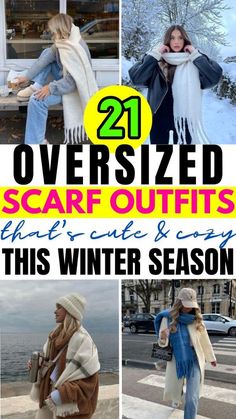 Large Scarf Outfit Winter, Fall Scarf Outfit, Chunky Scarf Outfit, Winter Scarf Outfit, Women's Winter Outfit, Scarf Outfit Ideas, Scarf Outfits, Scarf Outfit Winter, Trendy Scarf