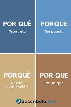 four different colors with the words porque and respueta