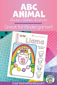 an animal coloring book with the title, abcg animal draw and write great for kids to