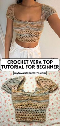 a crochet top is shown with the text, how to crochet for beginners