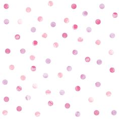 a white background with pink polka dots