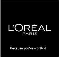 the words l'oreal paris are in white letters on black background, and there is