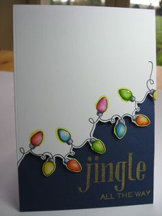 a card with lights on it that says, jingle all the way