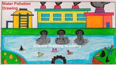 water pollution drawing simple | paper chart | science drawing academy  @howtofunda   @craftpiller ​ Water Pollution Drawing Easy, Water Pollution Drawing, Water Pollution Poster, Water Pollution, Drawing Simple, Classroom Crafts, Drawing Easy