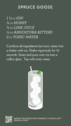 an info sheet describing how to use the ingredients for a giny drink, including tonic water