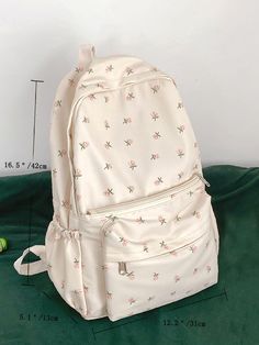 Bag For Love - Floral Embroidery School Bag - Women Backpacks Product Description Color White Quantity 1 piece Type Functional Backpack Composition 100% Nylon Material Nylon Size Chart INCH CM Size Bag Width Bag Height Bag Length Strap Length one-size 5.1 16.5 12.2 43.3 Size Bag Width Bag Height Bag Length Strap Length one-size 13 42 31 110 Similar Products h2 { text-align: center; } .red-box { width: 100%; display: flex; flex-direction: row; flex-wrap: wrap; justify-content: center; } .red-box Beige Backpack Aesthetic, White School Bag, Aesthetic Bags For School, Aesthetic School Bag, Mochila Aesthetic, School Bag Aesthetic, Beige Backpack, Embroidery School, Backpack Aesthetic