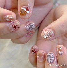 Kawaii Christmas Nails, Chrismas Nail Art, Nail Xmas, Korean Nail Art