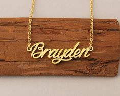 "Custom Name Necklace, Personalized Necklace Gold Plated, Tiny Necklace for Women, Christmas Mother Day Gift Necklace for Brayden This necklace is made of Stainless Steel Available color: Gold, Silver and Rose Gold Chain Length: 14\"16\"18\"20\"22\" inches Processing Time: 2-10 business days Standard Shipping: 10-15 business days to USA. 15-30 business days to other countries. Expedited Shipping: 5-8 business days to USA. 5-10 business days to others. Please do not hesitate to contact us with an Necklace With Kids Names, Graduation Gifts For Friends, Personalized Gold Necklace, Birthday Necklace Gift, Tiny Necklace, Custom Initial Necklace, Nameplate Necklace, Gold Name Necklace, Friendship Necklaces