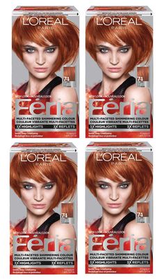 4 packs of L’oreal Paris Feria Deep Copper Blonde #74 3x Highlights Hair Color  Brand New Free shipping Copper Red Hicolor Loreal, Loreal Sizzling Copper, Highlights Hair Color, Hair Color Brands, Copper Blonde, Honey Brown Hair, Dimensional Color, Highlights Hair, Color Kit