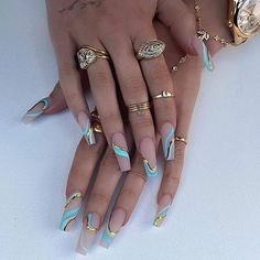 Fake Nails Long, Long Press On Nails, Colorful Nails, Hari Valentine, Fake Nails With Glue, Ballerina Nails, Nail Swag, Nails Long