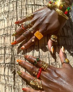 South London Nail Artist (@sheenailss_) • Instagram photos and videos Gold And Colorful Jewelry, Erykah Badu Nails, Nail Artist Aesthetic, Ring Inspo Jewelry, Baroque Jewelry, Pretty Fits, Jewellery Aesthetic, Earthy Style