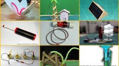 many different types of electronic devices are shown in this collage, including wires and magnets