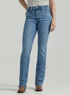 EVERY COWGIRL’S GO-TO Trends may come and go, but the bootcut is forever. Our Women’s Wrangler Retro® Bailey High Rise Bootcut Jean sets the bar high with a waist-nipping silhouette, a close fit through the thigh, and a slightly flared 17” leg opening that goes perfectly over boots. It’s crafted from cotton with just a subtle amount of stretch for comfort. Plus, the signature five-pocket styling, “W” stitching, and rope logo patch deliver the Western authenticity you want. Fit: Regular Rise: Hig High Rise Bootcut Jeans, Womens Jeans Bootcut, Bootcut Jean, Long Sleeve Kids, Boys Bottoms, Favorite Boots, Denim Collection, Retro Women, Come And Go