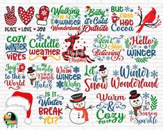 christmas lettering on a brick wall with snowman, deer and santa clauss hat