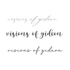 some type of calligraphy that is in black and white with the words, vision of gi