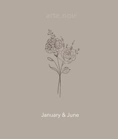 a drawing of flowers on a gray background with the words, january & june written below