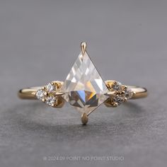 kite moissanite Unique Timeless Engagement Rings, Timeless Engagement Ring, Detailed Engagement Ring, Unique Diamond Rings, Unique Diamonds, Round Rings, Unique Engagement, Recycled Gold, Unique Engagement Rings