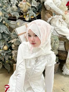 Shoujo Hijabi Outfits, Coquette Hijabi Outfits, Coquette Hijab Outfit, Coquette Hijab, Islam Fashion, Korean Hijab, Outfit Muslim, Pink Hijab