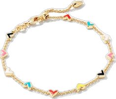 Heart-shaped Multicolor Bracelets For Mother's Day, Everyday Multicolor Jewelry With Heart Charm, Dainty Multicolor Jewelry For Valentine's Day, Cute Multicolor Heart Charm Jewelry, Cute Multicolor Jewelry With Heart Charm, Playful Multicolor Jewelry With Adjustable Chain, Playful Heart Beads Jewelry For Friendship, Playful Heart Beads Bracelet As Gift, Playful Bracelets With Heart Charm As Gift