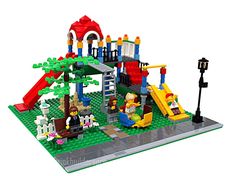 a lego set with people playing in the park