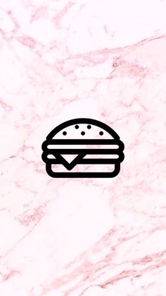 a black line drawing of a hamburger on a marble surface