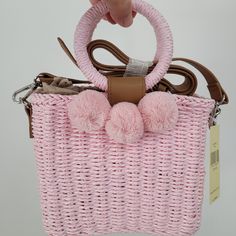 Questions? Leave A Comment Below! Pink Crossbody Satchel For Summer, Pink Vacation Bag With Detachable Strap, Casual Pink Woven Bucket Bag, Pink Crossbody Shoulder Bag For Vacation, Pink Shoulder Bag For Summer On-the-go, Summer On-the-go Satchel Pouch, Spring Mobile Phone Bag For On-the-go, Pink Handwoven Travel Bucket Bag, Pink Woven Bucket Bag