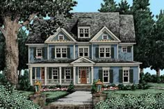 this is an artist's rendering of the front elevation of these victorian house plans