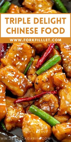 chicken with sesame seeds and green beans in a bowl