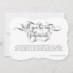 a white card with black lettering that says will you be my grandparents? on it