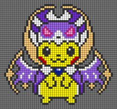 a pixellated image of a pikachu with purple and yellow colors on it