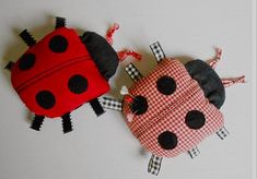 two little ladybugs sitting next to each other