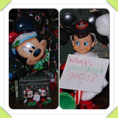 two pictures of mickey and minnie mouses with a sign that says what's your best boss?