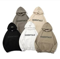 Essentials three-dimensional letter printing plus velvet hooded sweater FOG men's and women's street hip-hop jacket Simple Sweatshirt, Estilo Punk, Trendy Prints, Fall Sweatshirt, Grey Pants, Cotton Hoodie, Oversize Hoodie, Pullover Sweatshirts