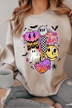 Retro Halloween Graphic Fleece Sweatshirts.Unisex Crew Neck Long Sleeve Sweaters Knits.Crafted from premium materials, tailored to your lifestyle, ensuring a comfortable fit for any occasion.Family Group Uniforms Birthday Party Gift Concert Festival Events.High Quality Direct To Film Printed Graphic Design.50%COTTON,50%POLYESTERNICARAGUAMade In: Nicaragua Fun Long Sleeve Fall T-shirt, Pink Tops With Cartoon Print For Fall, Pink Cartoon Print Tops For Fall, Pink Cartoon Print Sweatshirt For Fall, Pink T-shirt For Fall, Pink Crew Neck Sweatshirt For Halloween, Fun Multicolor Sweatshirt For Fall, Fun Multicolor Fall Sweatshirt, Pink Long Sleeve Halloween Sweatshirt