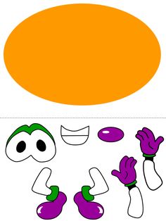 an orange and purple speech bubble with two hands