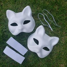 😸❤️Making a CAT MASK? Therians, this pair of plain white cat mask bases come with eye mesh and elastic.  These masks are extremely water resistant - great for rain, sprinklers, heavy paint, or sweaty quadrobics. These masks are NOT waterproof - so please don't submerge them in water.  Masks are white with a freckled appearance and are ready to be painted or felted. Mask has an elastic head band which is not attached. Easily tie or hot glue into place. Measures about 7.5 inches wide, 6.5 inches Felted Mask, Therian Mask Base, Heavy Paint, Therian Cat, Cat Masks, Special Birthday Wishes, Therian Mask, White Mask, Cat Mask