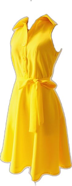 Elegant Yellow Dresses With Buttons, Yellow Knee-length Buttoned Dress, Yellow Buttoned Knee-length Dress, Yellow Summer Mini Dress For Work, Yellow Mini Dress For Workwear In Summer, Yellow Buttoned Dresses For Daywear, Yellow Buttoned Mini Dress For Spring, Yellow Mini Dress With Buttons For Spring, Yellow A-line Mini Dress For Work