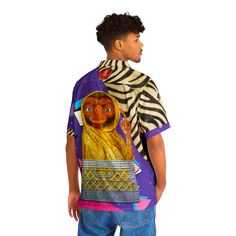 Bring The Perfect Mix Of Summer Vibes And 80s Nostalgia With The Ultimate 80s E.T. Hawaiian Shirt. This Bold, Artisan Shirt Features Joshy’s Vibrant Watercolor Painting Of E.T., Paired With Retro Purple Geometric Patterns And Iconic Zebra Stripes. Paying Homage To E.T. The Extra-Terrestrial And The Unforgettable Phrase, “Be Good,” This Design Captures The Carefree Energy Of The 80s In A Standout Way. Sizing: This Hawaiian Shirt Is A Size Medium, Measuring 22.44 Inches Width Across When Laid Flat Purple Short Sleeve Top With All Over Print, Purple Printed Shirt With Short Sleeves, Purple Collared Top With Graphic Print, Purple Summer Shirt With Graphic Print, Relaxed Fit Purple Shirt With Graphic Print, Purple Printed Tops For Streetwear, Retro Purple Tops With Graphic Print, Purple Retro Tops With Graphic Print, Retro Purple Short Sleeve Top