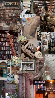 a collage of books and pictures with the words daydream written on them