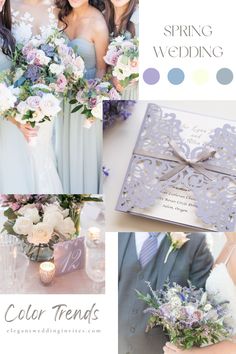 a collage of photos with flowers and wedding colors