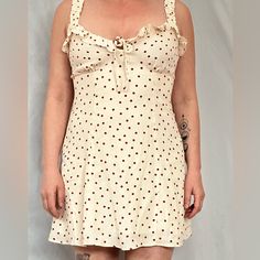 Cream With Brick Colored Polka Dots. Nwt, Needs To Be Steamed For Ruffles To Lay Flat. (“Model” Is 5’7” 175lbs Size 8/10, 36b) Polka Dot Mini Sundress For Summer, Polka Dot Summer Mini Dress, Fitted Polka Dot Sundress For Summer, Summer Polka Dot Mini Dress, Polka Dot Fitted Sundress, Fitted Polka Dot Sundress, Maternity Bodycon Dress, Beach Playsuit, Island Dresses