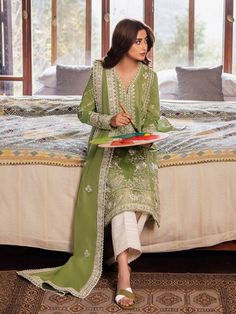 Brand: Zaha By Khadijah ShahProduct Code: ZL24-08A ZELCollection: Zaha By Khadijah Shah Summer Lawn CollectionFabric: Lawn DESIGN DETAILS: Embroidered Front Center Panel (Lawn) 1 Piece Embroidered Front Left Side Panel (Lawn) 1 Piece Embroidered Front Right Side Panel (Lawn) 1 Piece Dyed Back (Lawn) 1 Piece Embroidered Sleeves Left + Right (Lawn) 1 Pair Embroidered Sleeves Border (Organza) 1 Meter Embroidered Hem Border 1 (Organza) 1 Meter Embroidered Hem Border 2 (Organza) 1 Meter Embroidered D Saboor Ali, Sajal Aly, Eid Dress, Eid Festival, Lawn Design, Lifestyle Board, Embroidered Hem, Sajal Ali, Alkaram Studio