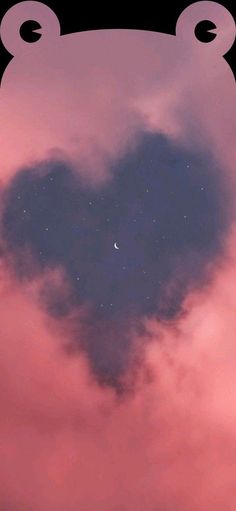 a heart shaped cloud in the shape of a bear's head with stars above it