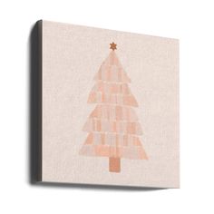 a white canvas with a pink christmas tree on it